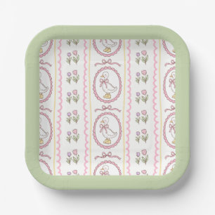 Papel Plato cuadrado para baby shower de Pink Goose