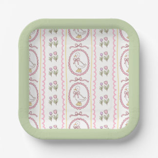 Papel Plato cuadrado para baby shower de Pink Goose