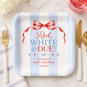 Papel Plato de Baby Shower Rojo Blanco y a Tiempo