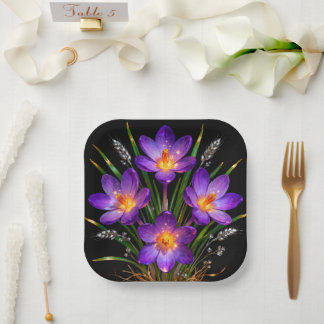 Papel Plato de boda Crocus Morado
