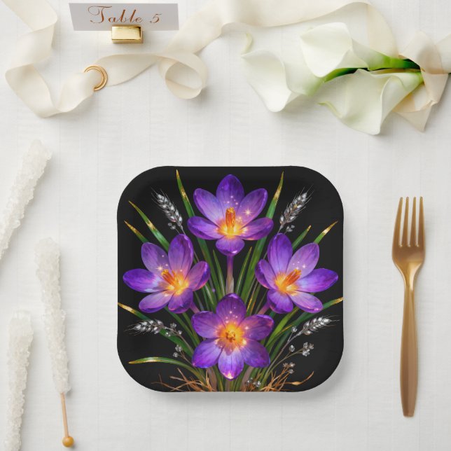 Papel Plato de boda Crocus Morado (Boda)