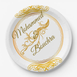 Papel Plato de Boda de Oro Elegante