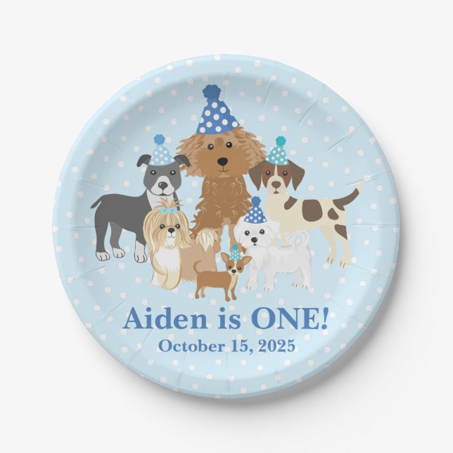 Papel Plato de cachorro personalizado para tu cumpleaños (Anverso)