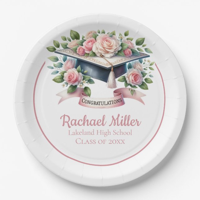 Papel Plato de Celebración de Graduación Personalizable  (Anverso)