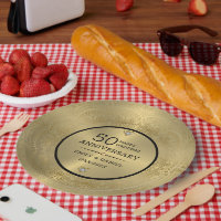 Plato de cena con 50 años de boda de encaje de oro