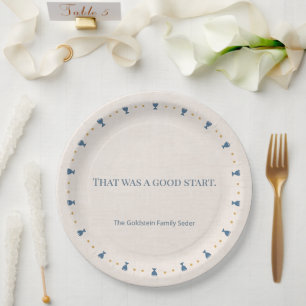 Papel Plato de cena personalizado de 9" para Seder de Pa