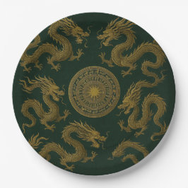Papel Plato de Círculo de Dragones