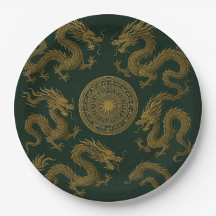 Papel Plato de Círculo de Dragones