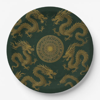 Papel Plato de Círculo de Dragones