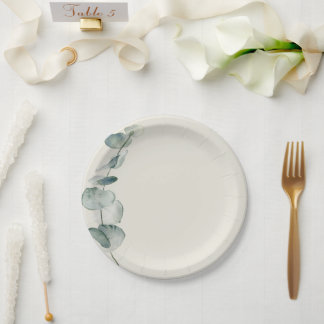 Papel Plato de Comida Elegante Eucalipto Costero