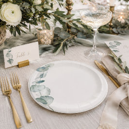 Papel Plato de Comida Elegante Eucalipto Costero