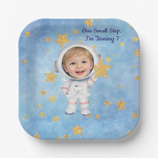 Papel Plato de Cumpleaños Astronauta Estrellita (Anverso)