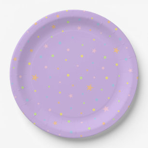 Papel Plato de Cumpleaños con Confeti Morado Pastel