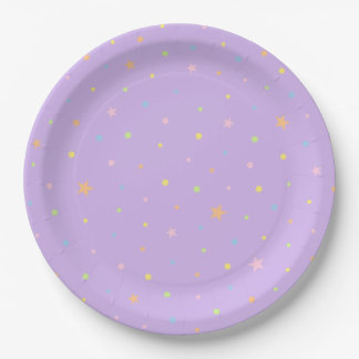 Papel Plato de Cumpleaños con Confeti Morado Pastel