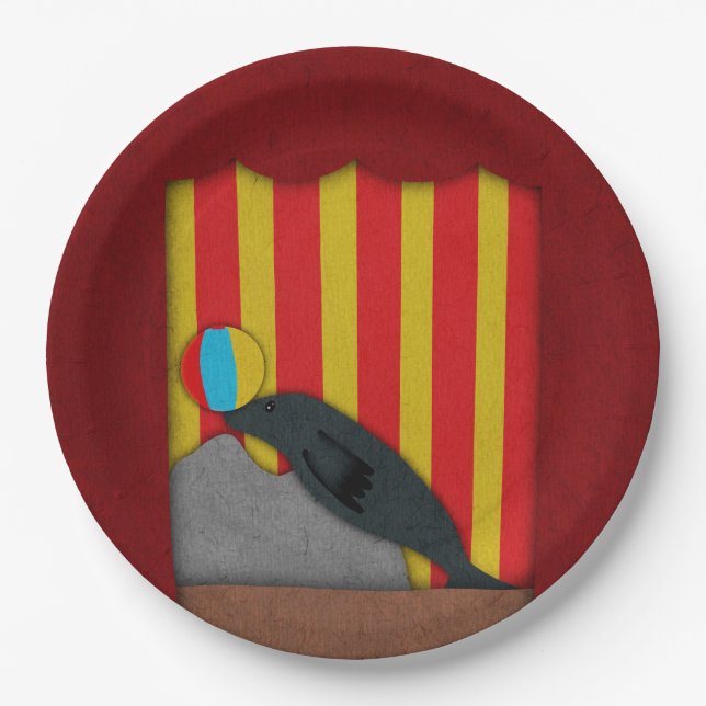 Papel Plato de cumpleaños con tema de circo (Anverso)