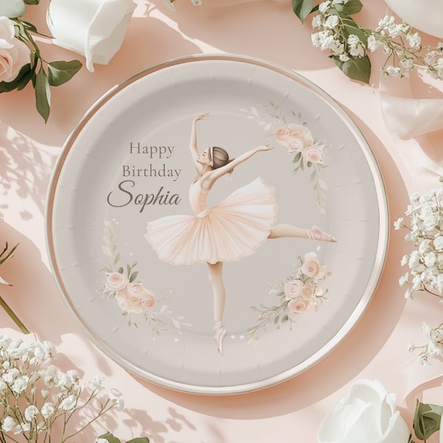 Papel Plato de cumpleaños de bailarina personalizado con (Subido por el creador)