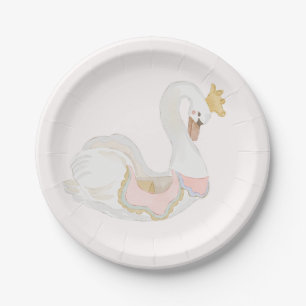 Papel Plato de Cumpleaños de Bebé Cisne Caprichoso