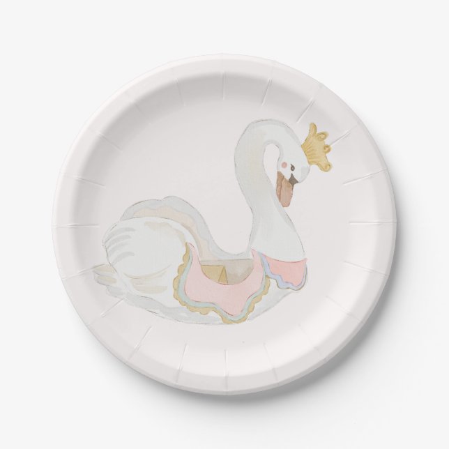 Papel Plato de Cumpleaños de Bebé Cisne Caprichoso (Anverso)