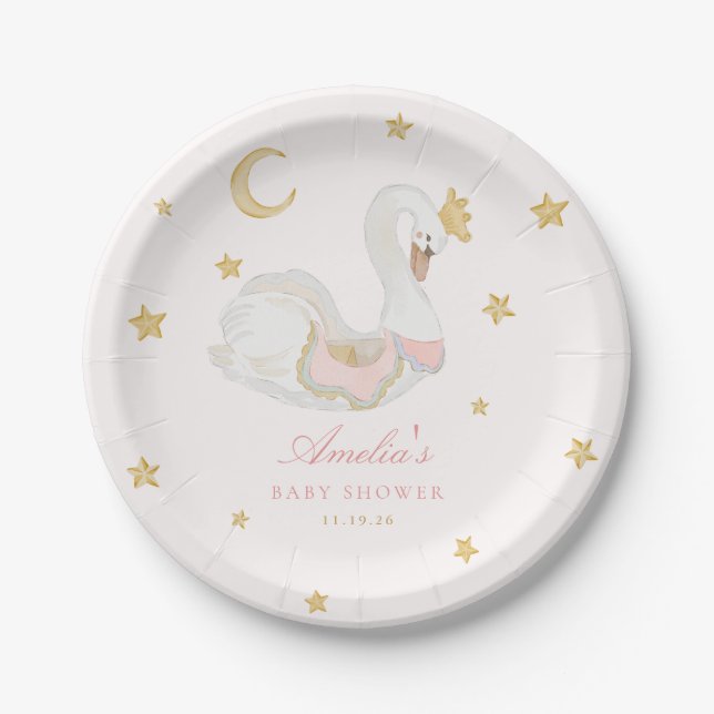 Papel Plato de Cumpleaños de Cisne Caprichoso (Anverso)