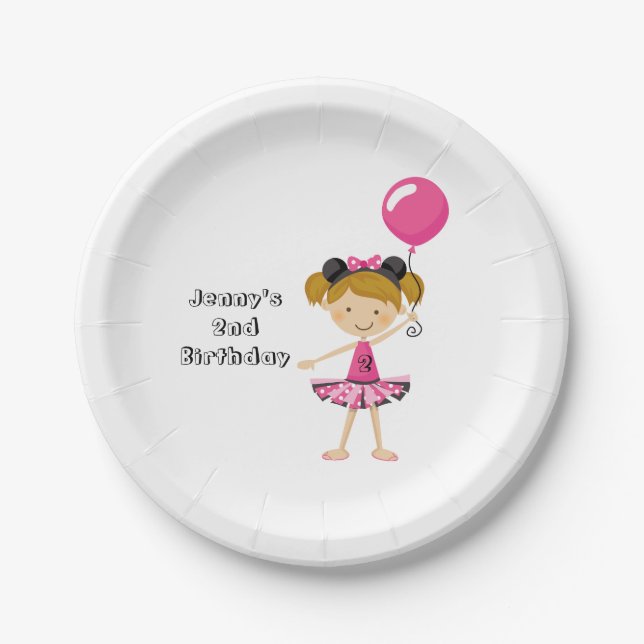 Papel Plato de cumpleaños de Little Minnie chica (Anverso)