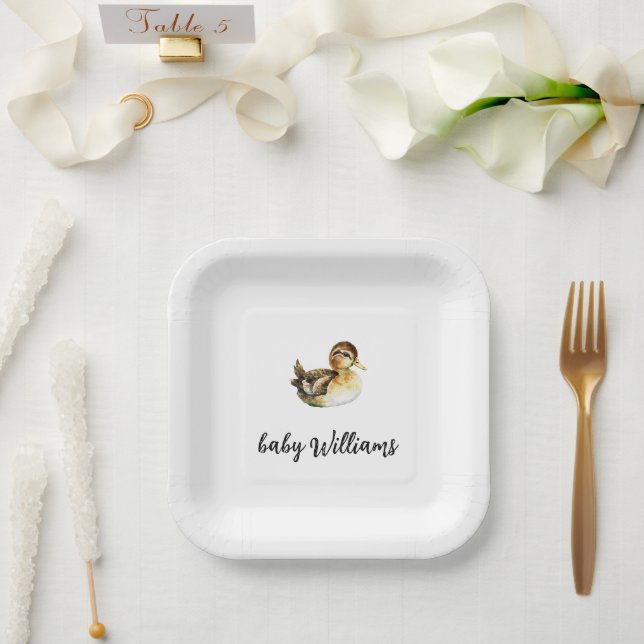 Papel Plato de Cumpleaños de Pato Neutro en Género (Boda)