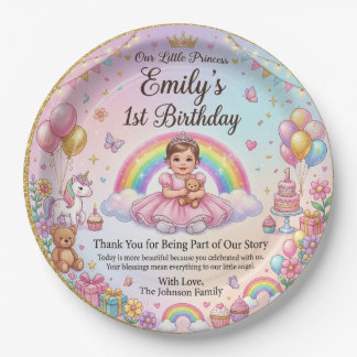 Papel Plato de Cumpleaños de Princesa
