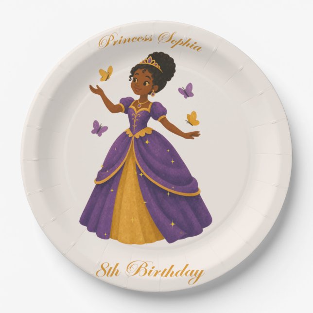 Papel Plato de cumpleaños de una princesa real (Anverso)