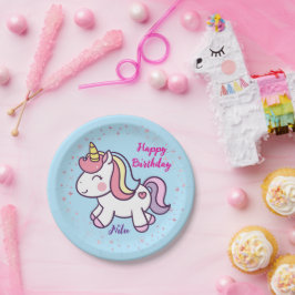 Papel Plato de cumpleaños de unicornio mágico