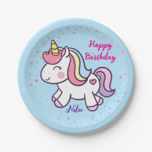 Plato de cumpleaños de unicornio mágico