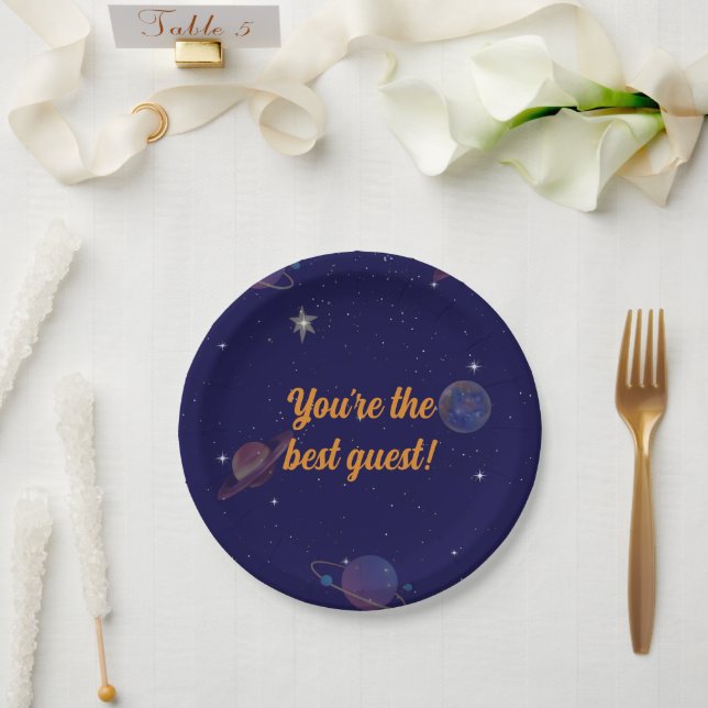 Papel Plato de Cumpleaños Espacial | Eres el Mejor Invit (Boda)