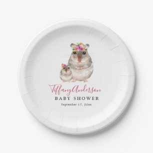 Papel Plato de Cumpleaños Floral Ratón y Mamá Dulce
