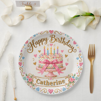 Papel Plato de cumpleaños personalizado