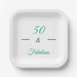 Papel Plato de cumpleaños verde '50 y fabuloso'