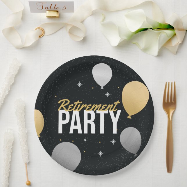 Papel Plato de Despedida Globo Dorado (Boda)