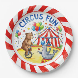 Papel Plato de "Diversión en el Circo" Animales Adorable