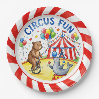 Papel Plato de "Diversión en el Circo" Animales Adorable