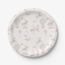 Papel Plato de ducha de bebé de tiovivo caprichoso