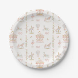 Papel Plato de ducha de bebé de tiovivo caprichoso