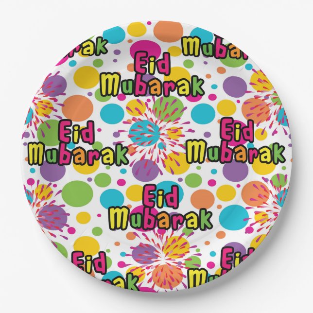 Papel Plato de Eid Splash de 9" (Anverso)