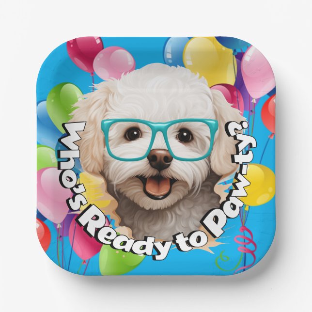 Papel Plato de Fiesta Cachorrito | Fiesta Globo Azul (Anverso)