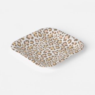 Papel Plato de fiesta con estampado de leopardo guepardo