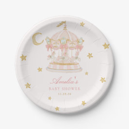 Papel Plato de Fiesta de Bebé con Carrusel Caprichoso