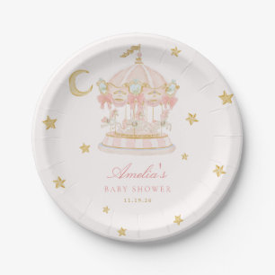 Papel Plato de Fiesta de Bebé con Carrusel Caprichoso