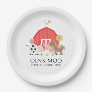 Papel Plato de fiesta de cumpleaños de animales de granj