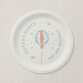 Papel Plato de fiesta de cumpleaños personalizado Globo
