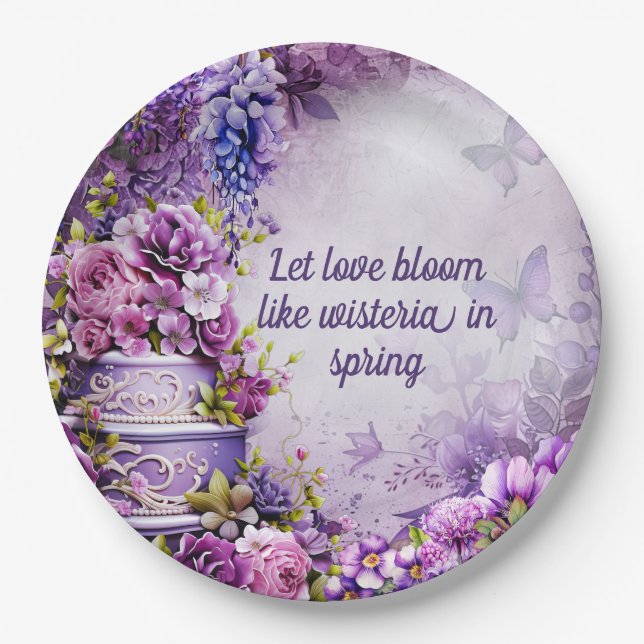 Papel Plato de Fiesta de Despedida de Soltera Wisteria P (Anverso)