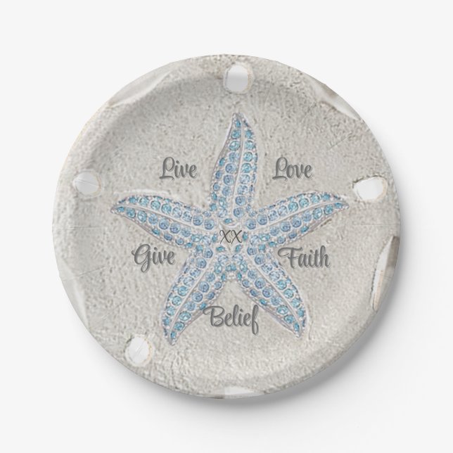 Papel Plato de fiesta de estrella de mar Sandollar (Anverso)