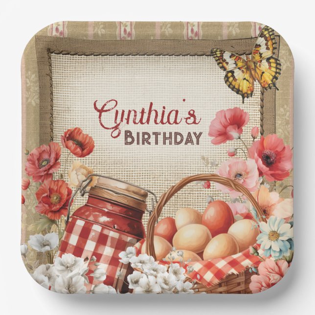 Papel Plato de fiesta de granja chic campestre (Anverso)