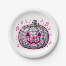 Plato de fiesta de Halloween de calabaza disco ros