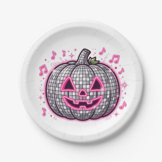 Papel Plato de fiesta de Halloween de calabaza disco ros